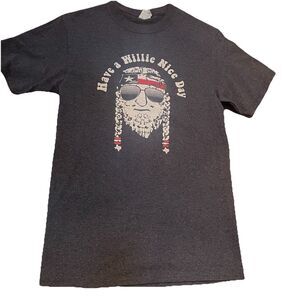 Willie Nelson T Shirt Have A Willie Nice Day S Texas Flag Heather Grey No Flaws